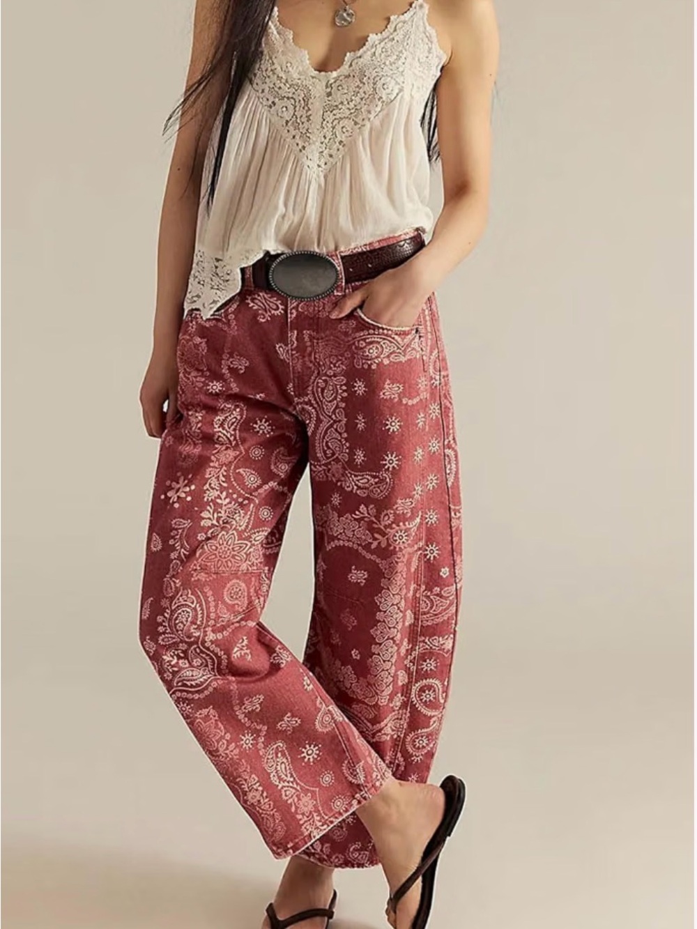 Women’s Red Paisley / bandana Jeans